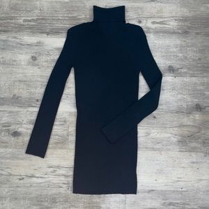 NWT MAK Sweater Ribbed Black Turtleneck Sweater Dress